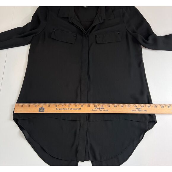 White House Black Market Women's Button Up Long Sleeve Blouse Black Size 4 - Picture 9 of 11